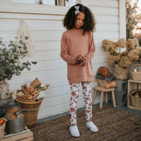 NEW Little & Lively Leggings Peony Print - Picture 2 of 6